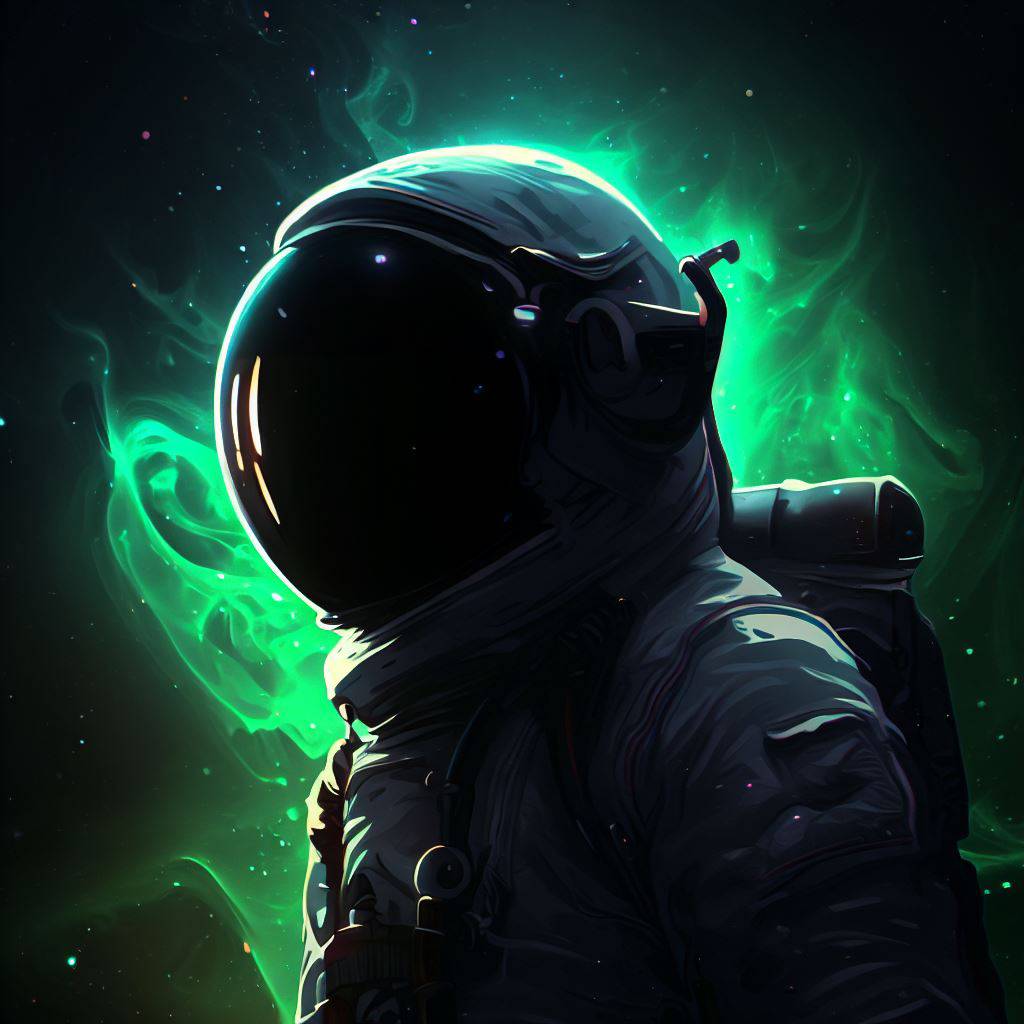 Astronaut With Green Magical Background 's Preview'